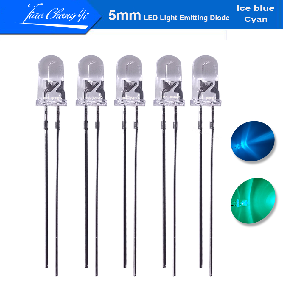 Actinic Blue Led - 5 мм 2-контактный голубой ледяной синий
