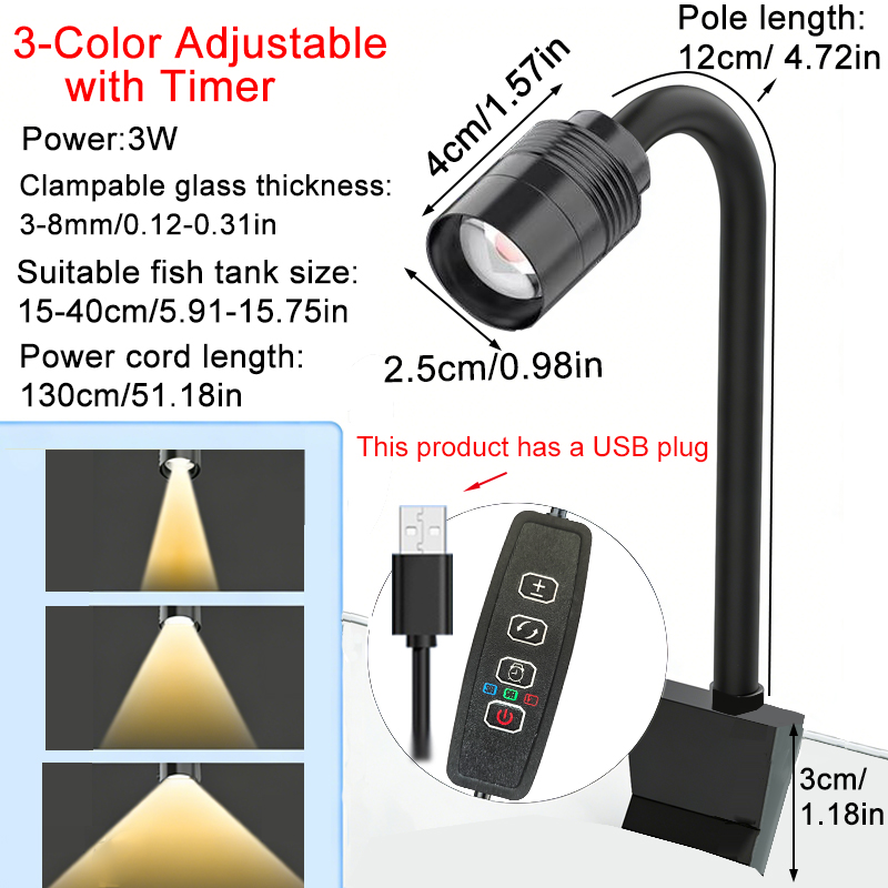 Aquarium Marine Lights - 3 Вт Южноамериканский прожектор для аквариума,