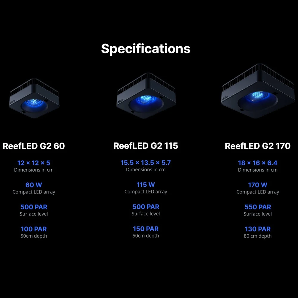 RedSea ReefLED G2 60/115/170 н – обзор и цена Marine Aquarium Led Lights
