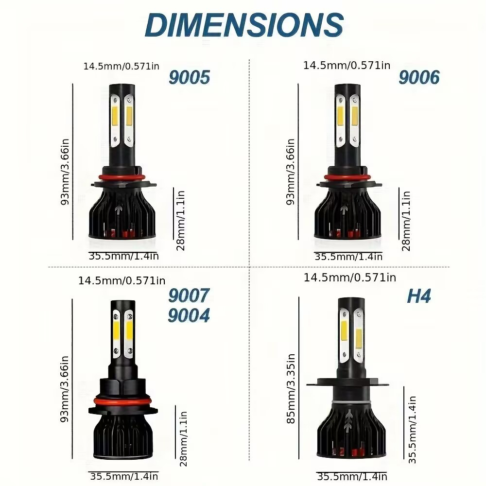 2 шт. Новые 4-сторонние 9005/H – обзор и цена Actinic Blue Led